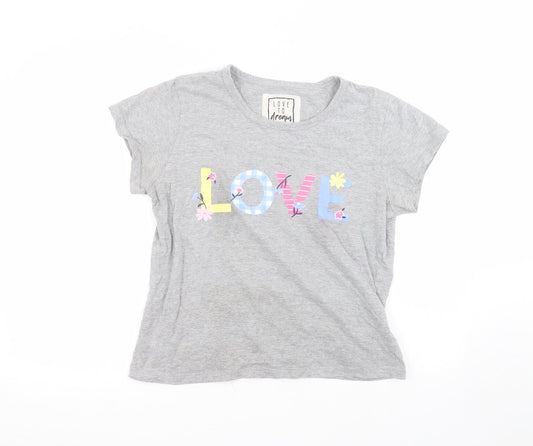 Love To Dream Womens Grey  Cotton Basic T-Shirt Size 12 Round Neck