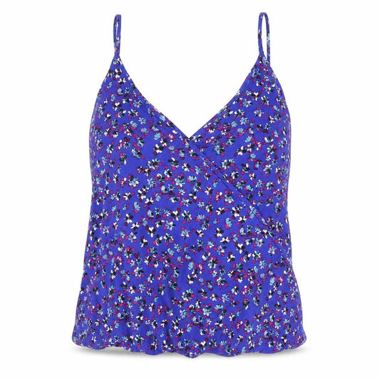 Papaya Womens Blue Floral Viscose Basic Tank Size 10 Halter