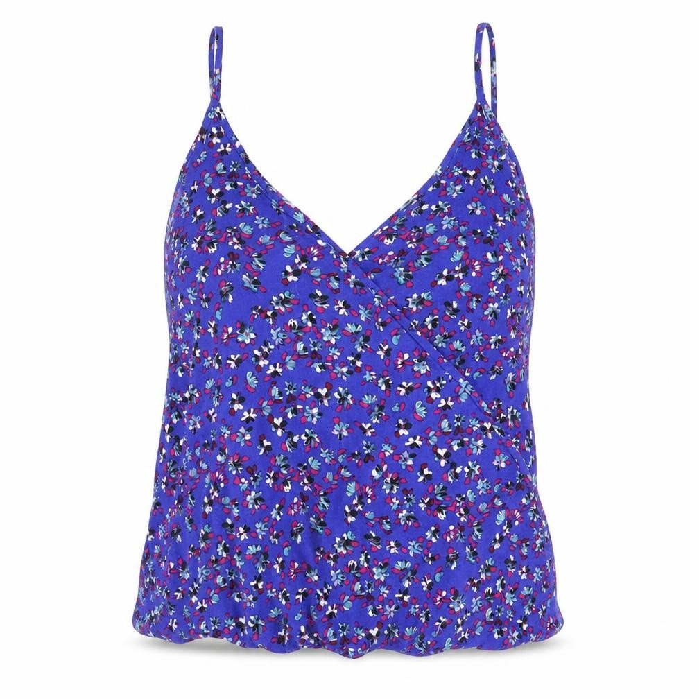 Papaya Womens Blue Floral Viscose Basic Tank Size 10 Halter