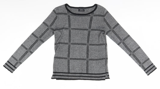Papaya Womens Grey Round Neck  Acrylic Pullover Jumper Size 8