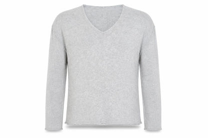 H&M Mens Grey V-Neck  Cotton Pullover Jumper Size M