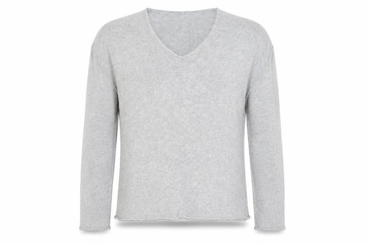 H&M Mens Grey V-Neck  Cotton Pullover Jumper Size M