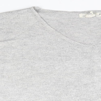 H&M Mens Grey V-Neck  Cotton Pullover Jumper Size M