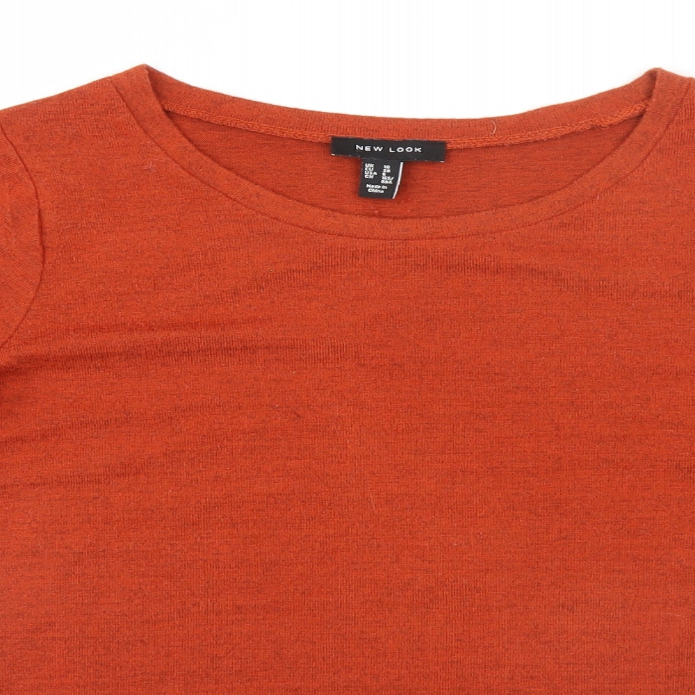 New Look Womens Orange Round Neck  Polyester Pullover Jumper Size 10