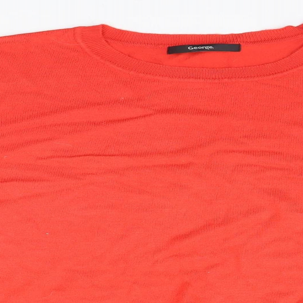 George Womens Red Round Neck  Viscose Pullover Jumper Size 10