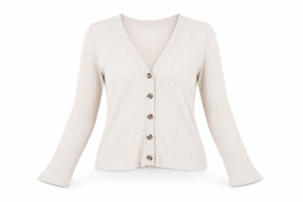 Boohoo Womens Beige V-Neck Striped Polyester Cardigan Jumper Size M