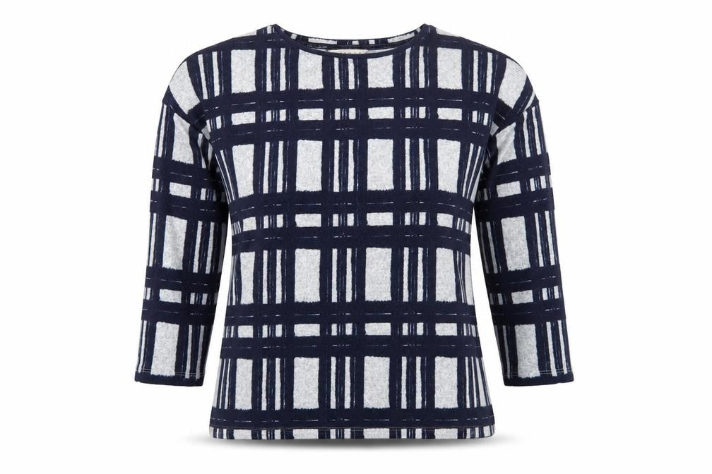 Nutmeg Womens Blue Round Neck Plaid Polyester Pullover Jumper Size 8
