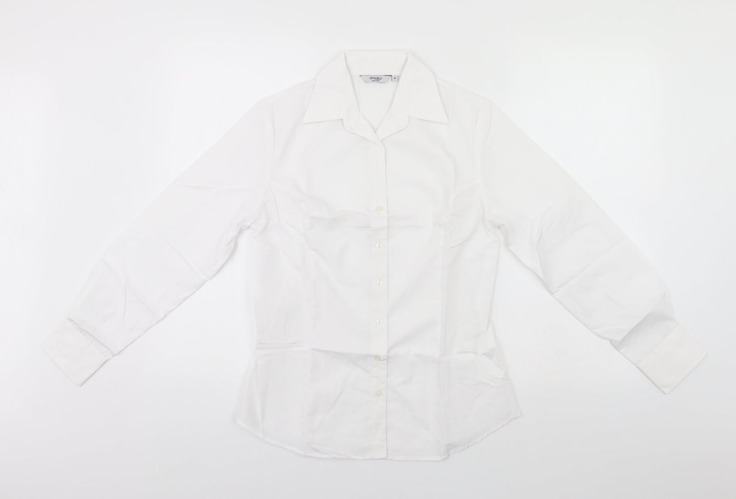 disley Womens White  Polyester Basic Button-Up Size 8 Collared