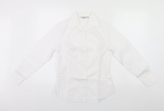 disley Womens White  Polyester Basic Button-Up Size 8 Collared