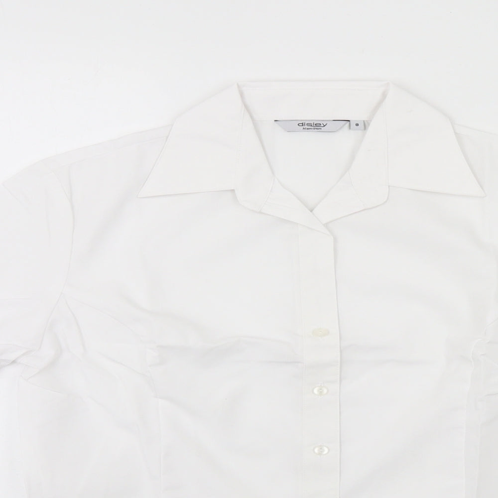disley Womens White  Polyester Basic Button-Up Size 8 Collared