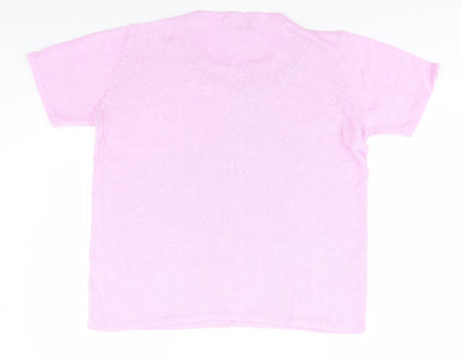 EWM Womens Pink Round Neck  Acrylic Pullover Jumper Size 18