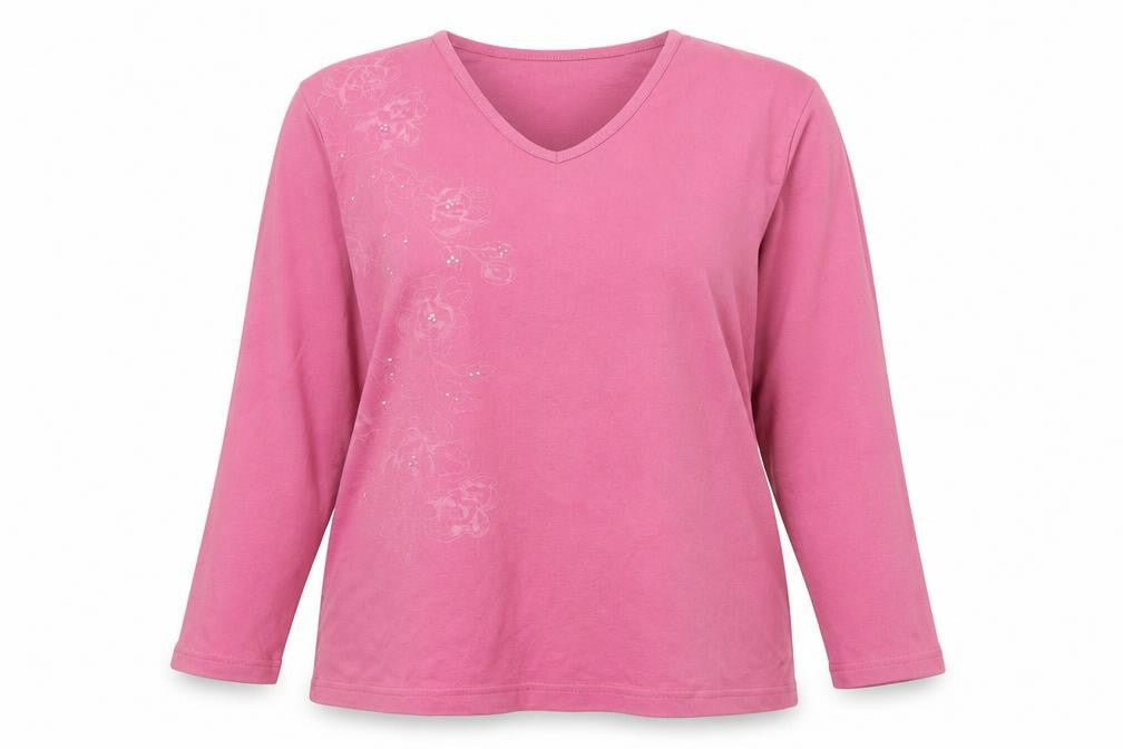 EWM Womens Pink Round Neck  Cotton Pullover Jumper Size 18