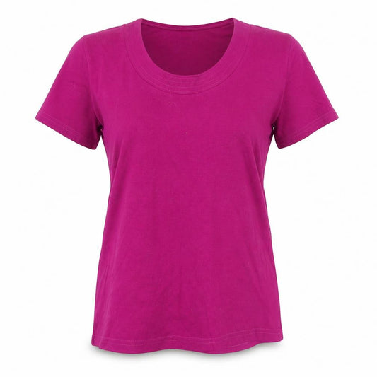 EWM Womens Pink  Viscose Basic T-Shirt Size L Round Neck