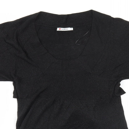 Womens Black  Viscose A-Line  Size S  Round Neck