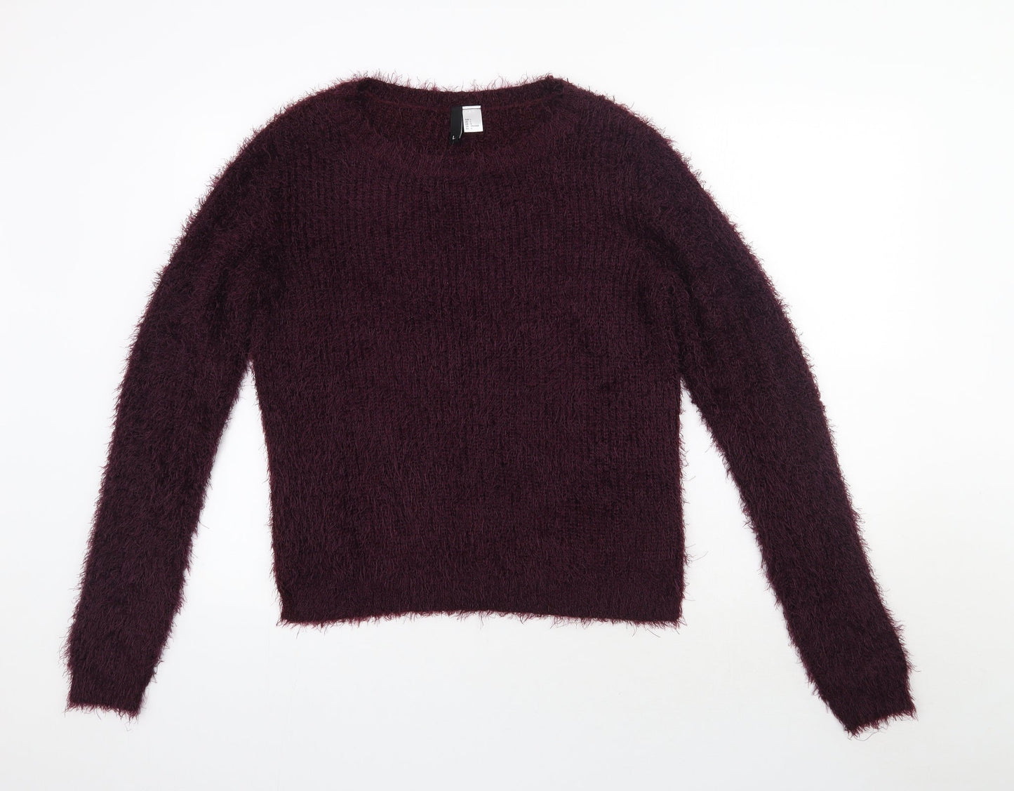 H&M Womens Purple Round Neck  Polyester Pullover Jumper Size L