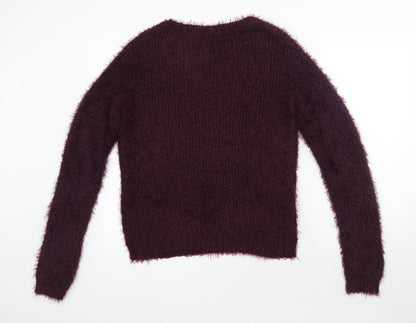 H&M Womens Purple Round Neck  Polyester Pullover Jumper Size L