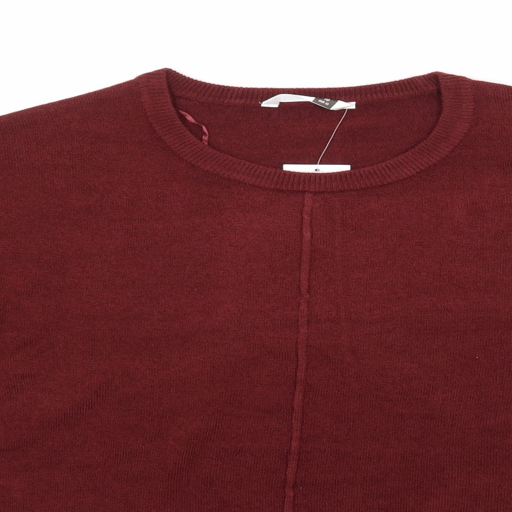 Pep and Co Womens Red Round Neck  Acrylic Pullover Jumper Size 10   - Button Sleeve Detail