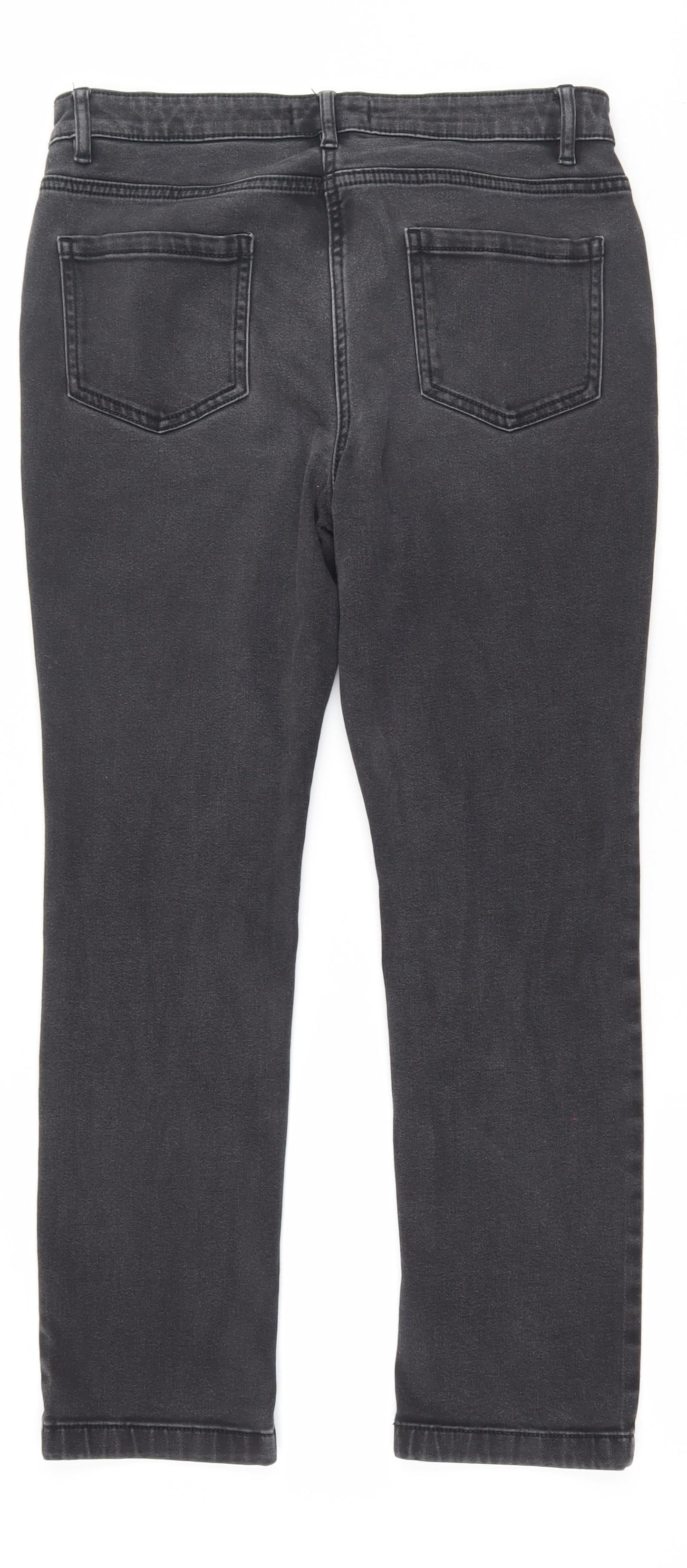 Marks and Spencer Womens Black  Cotton Skinny Jeans Size 12 L27 in Slim Zip