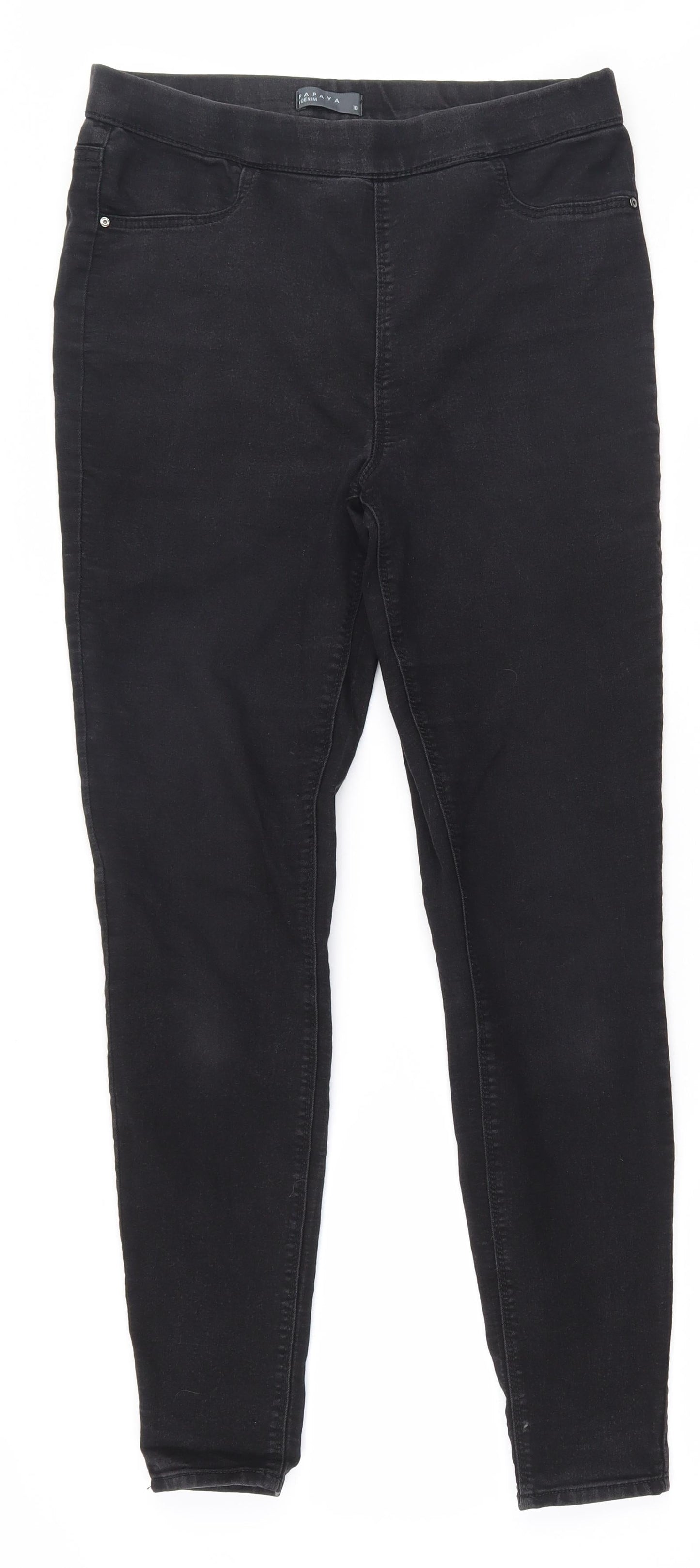 Papaya Womens Black  Polyester Jegging Trousers Size 10 L28 in Regular