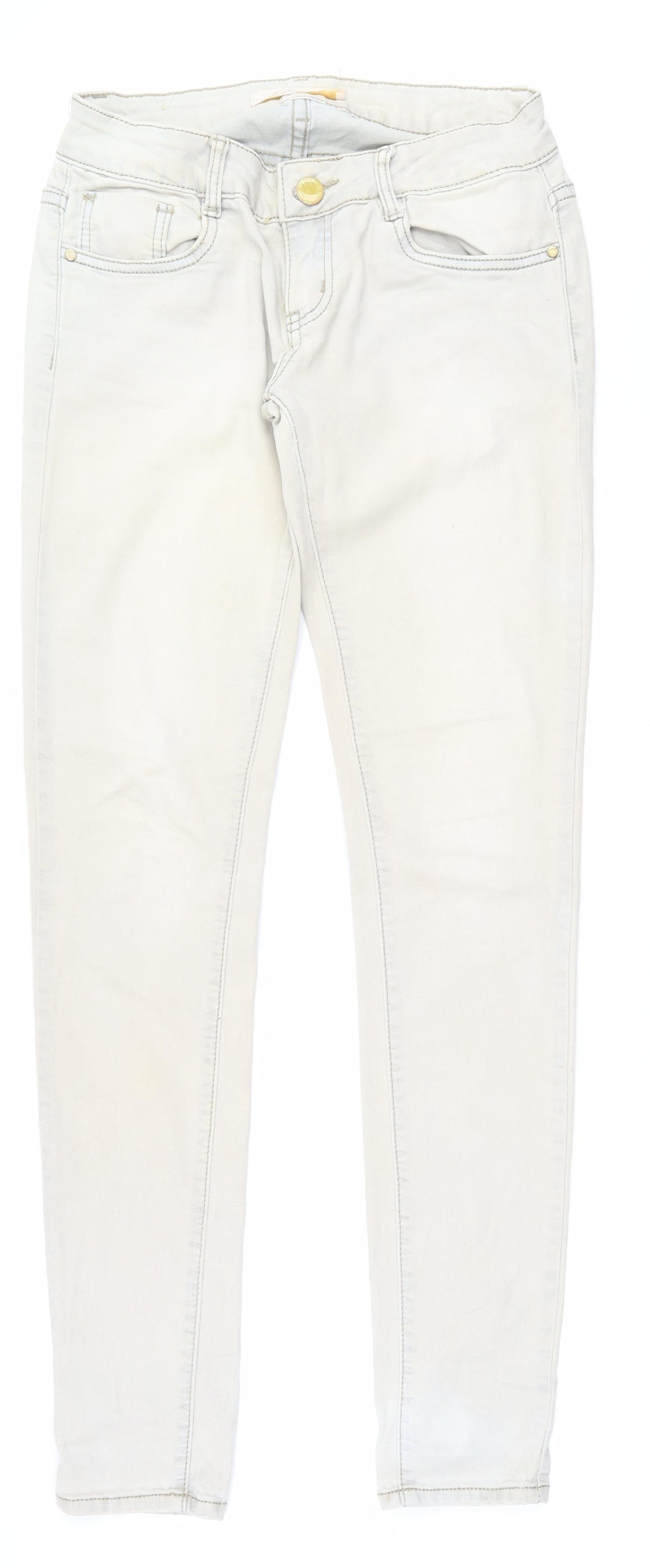 Lexxury Womens Beige  Cotton Skinny Jeans Size S L33 in Regular Zip