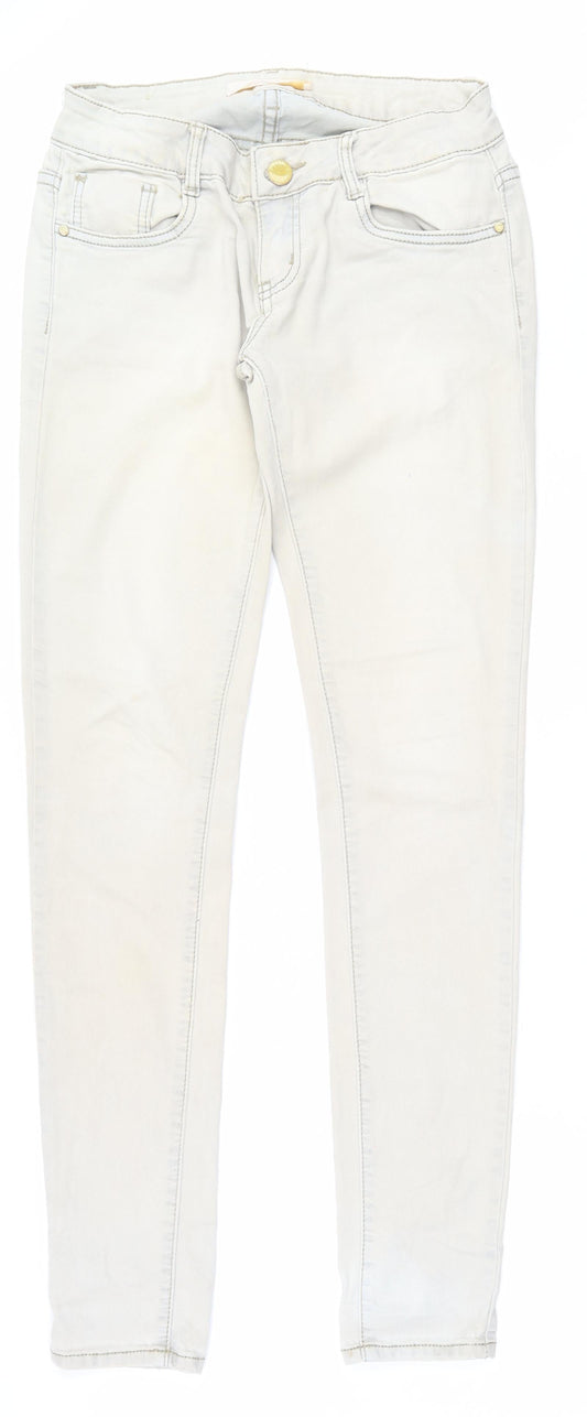 Lexxury Womens Beige  Cotton Skinny Jeans Size S L33 in Regular Zip
