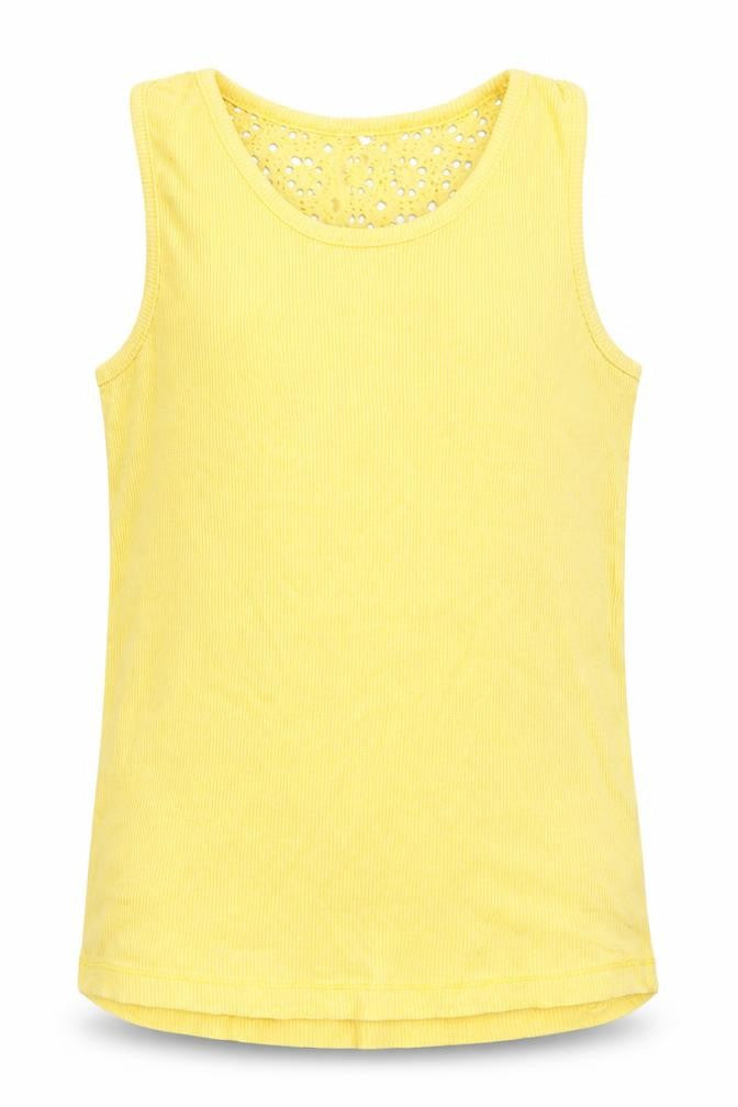 George Girls Yellow  Cotton Basic Tank Size 7-8 Years Round Neck  - Back lace insert
