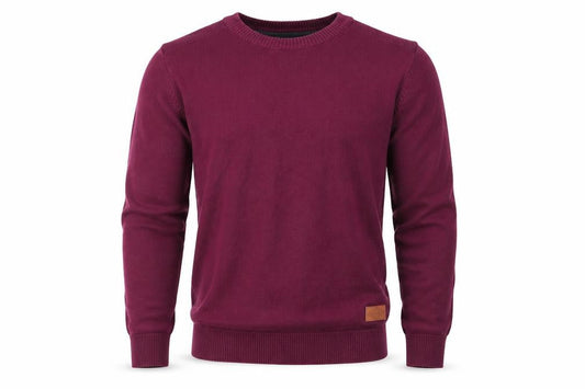 Avenue Mens Purple Round Neck  Cotton Pullover Jumper Size M   - Shoulder Detail Burgandy
