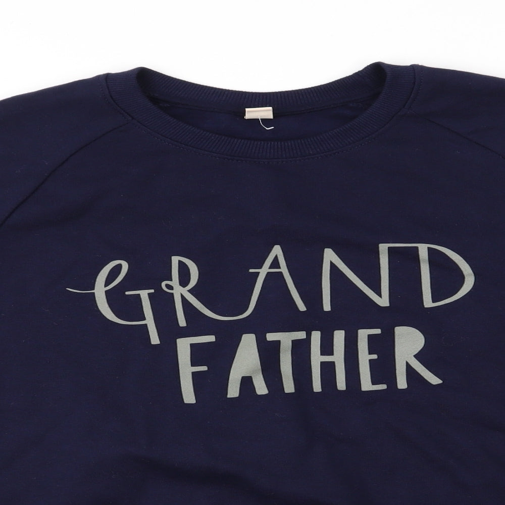 Earth Positive Mens Blue  Cotton Pullover Sweatshirt Size S   - Grand Father Navy Blue
