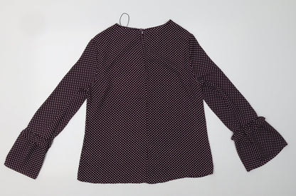 Preloved Primark Womens Purple Polka Dot Polyester Basic Blouse Size 12 Crew Neck - Back