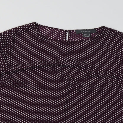 Preloved Primark Womens Purple Polka Dot Polyester Basic Blouse Size 12 Crew Neck - Detail