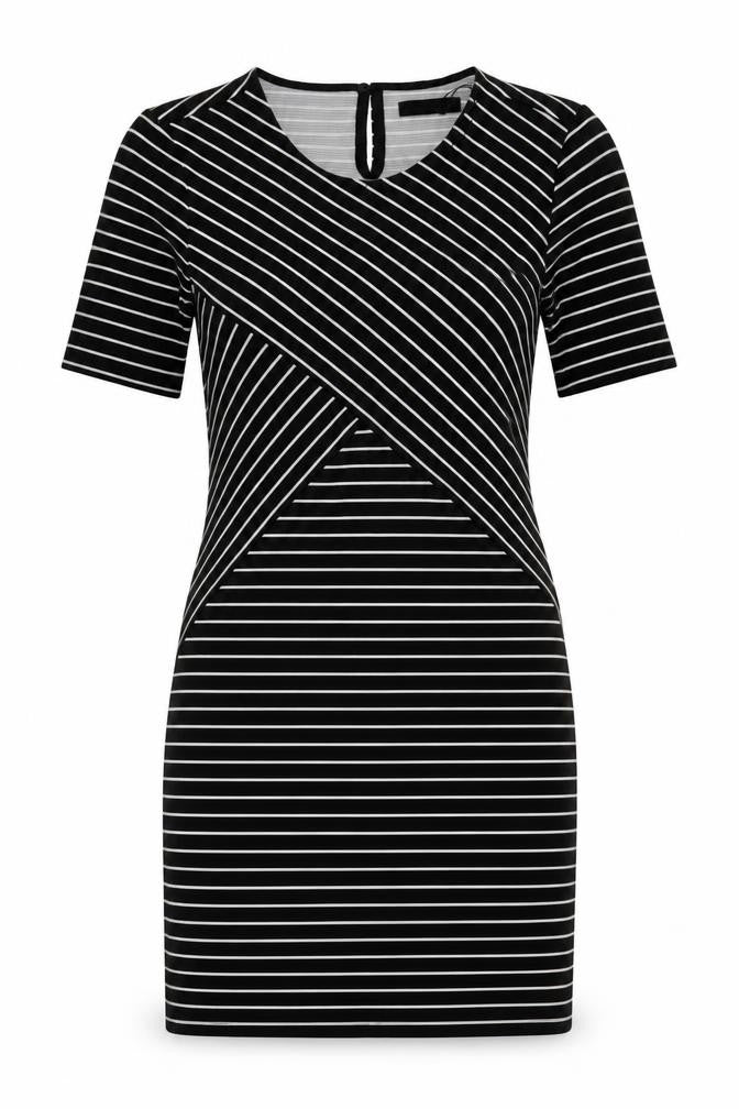 Papaya Womens Black Striped Polyester Bodycon  Size 10  Round Neck