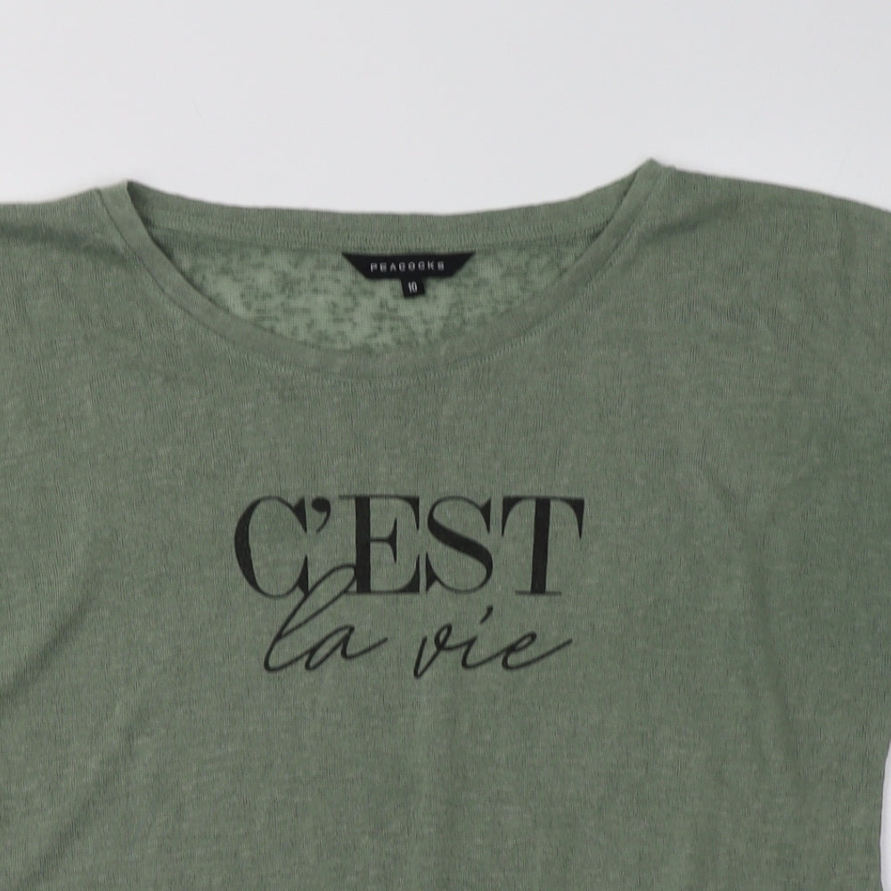 Peacocs Womens Green  Polyester Basic Blouse Size 10 Boat Neck - C'est La Vie