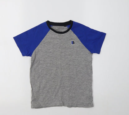 Next Girls Grey Colourblock Cotton Basic T-Shirt Size 5 Years Crew Neck