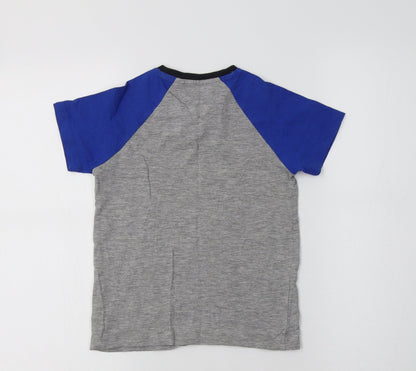 Next Girls Grey Colourblock Cotton Basic T-Shirt Size 5 Years Crew Neck