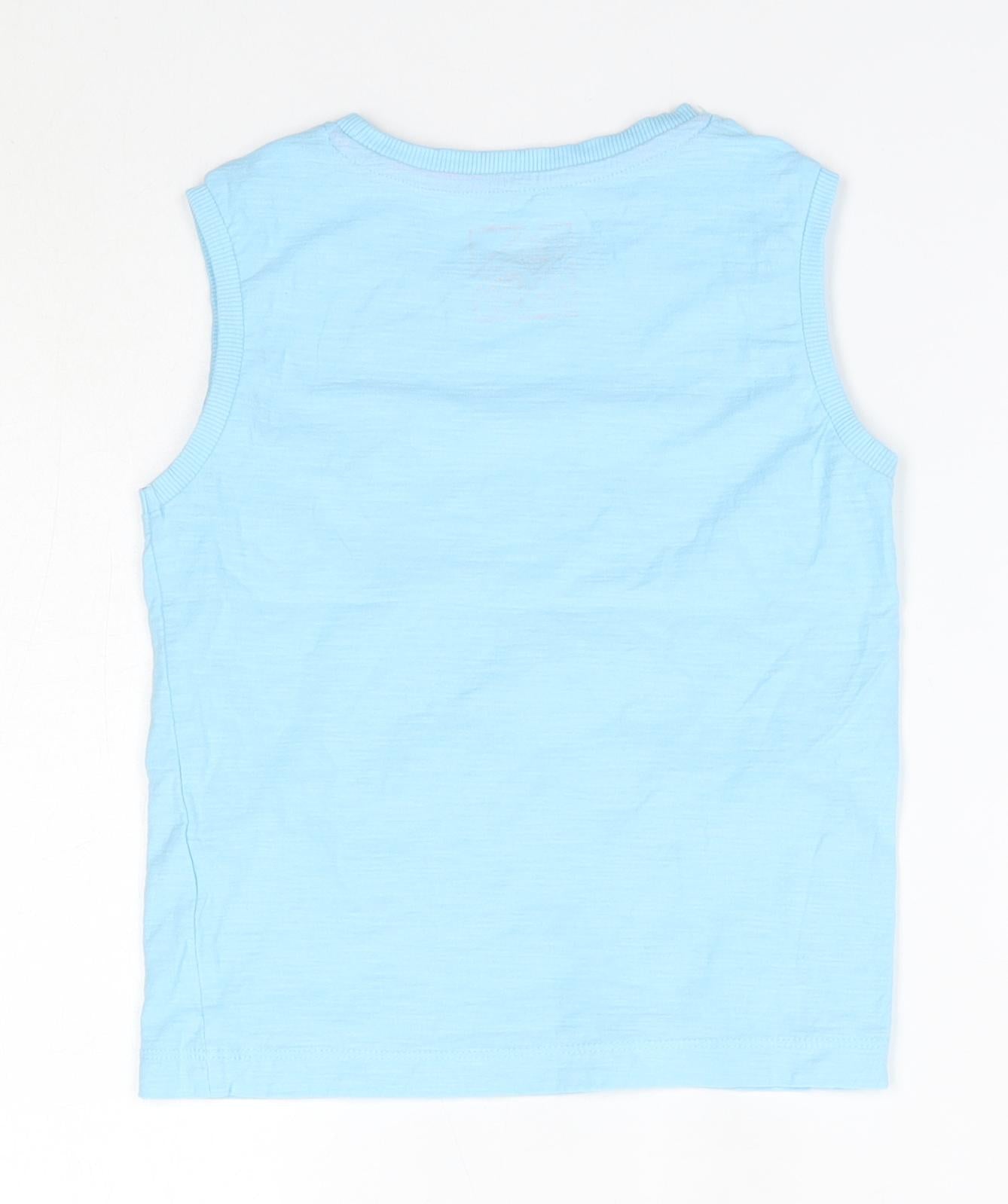 Matalan Girls Blue  100% Cotton Basic Tank Size 6 Years Round Neck