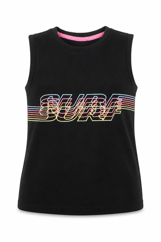 Matalan Girls Black  100% Cotton Basic Tank Size 6 Years Round Neck