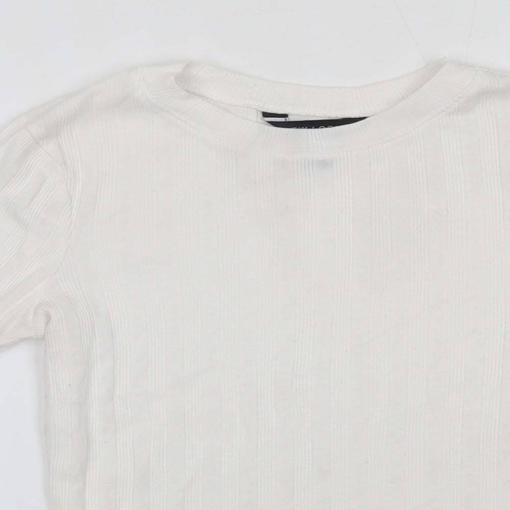 New Look Womens White  Polyester Basic Blouse Size 10 Round Neck