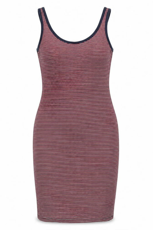 Shana Womens Red Striped 100% Cotton Tank Dress  Size L  Round Neck