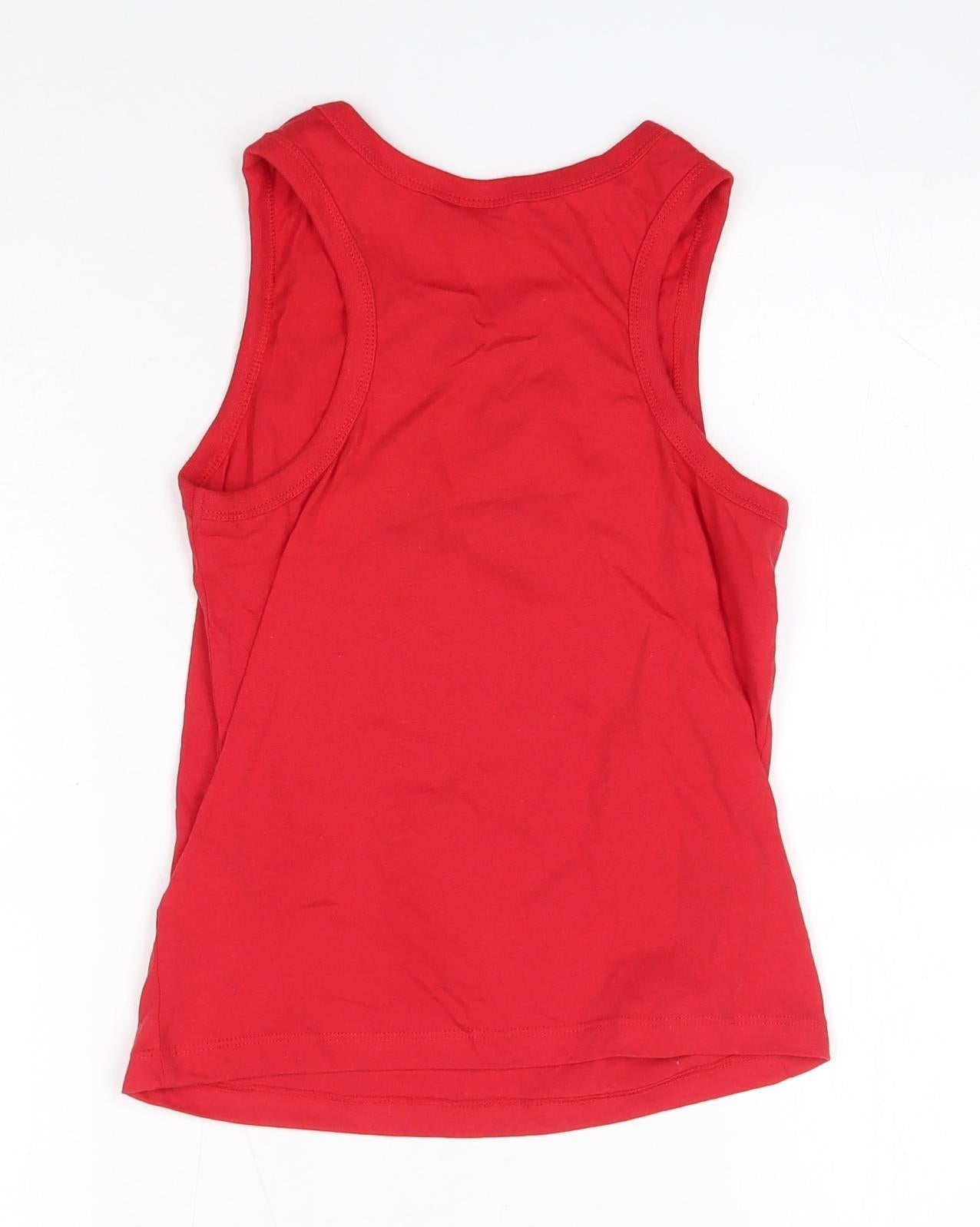Disney Boys Red  100% Cotton Basic Tank Size 8 Years Round Neck