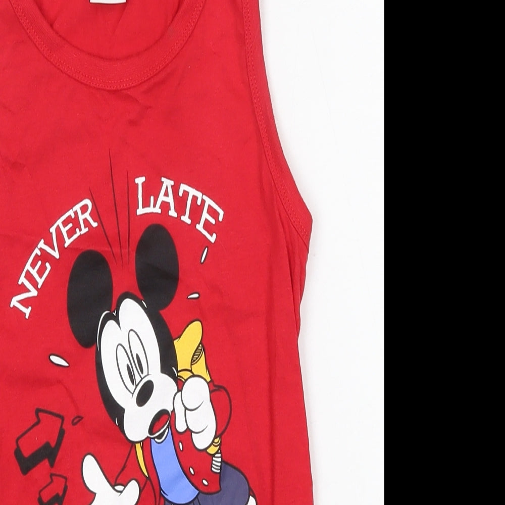 Disney Boys Red  100% Cotton Basic Tank Size 8 Years Round Neck