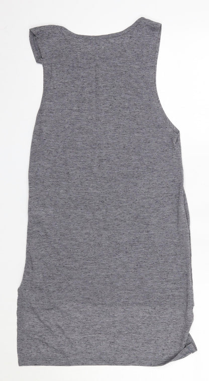New Look Womens Grey  Polyester Basic Tank Size 8 Round Neck