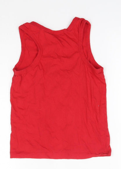 Preloved Disney Boys Red  100% Cotton Basic Tank Size 8 Years Round Neck - Back