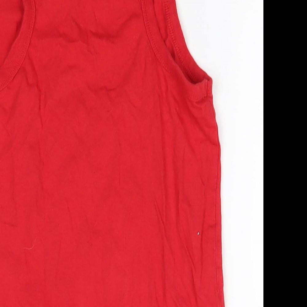 Disney Boys Red  100% Cotton Basic Tank Size 8 Years Round Neck