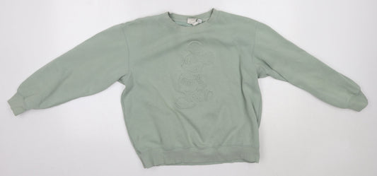 H&M Womens Green Round Neck  Cotton Pullover Jumper Size S   - Mickey Mouse