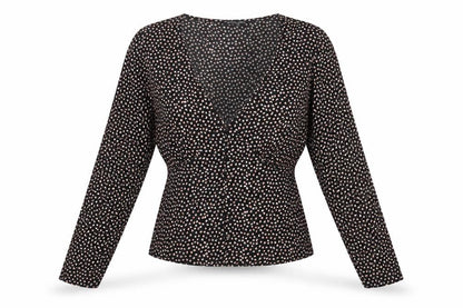 Brave Soul Womens Black Floral Polyester Basic Blouse Size S V-Neck