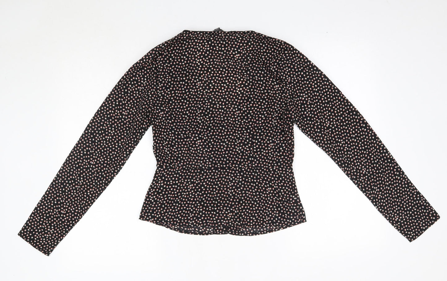 Brave Soul Womens Black Floral Polyester Basic Blouse Size S V-Neck