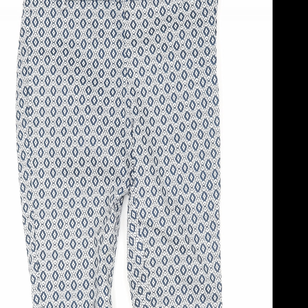 H&M Womens Multicoloured Argyle/Diamond Cotton Trousers  Size 10 L27 in Regular