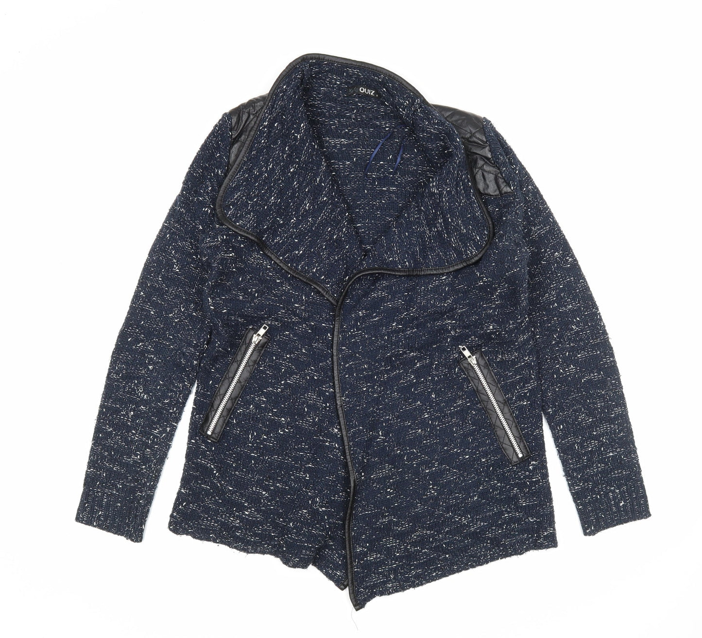 Quiz Womens Blue V-Neck  Polyester Cardigan Jumper Size S
