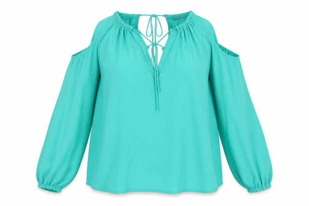 H&M Womens Green  Polyester Basic Blouse Size 8 V-Neck