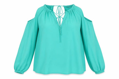 H&M Womens Green  Polyester Basic Blouse Size 8 V-Neck